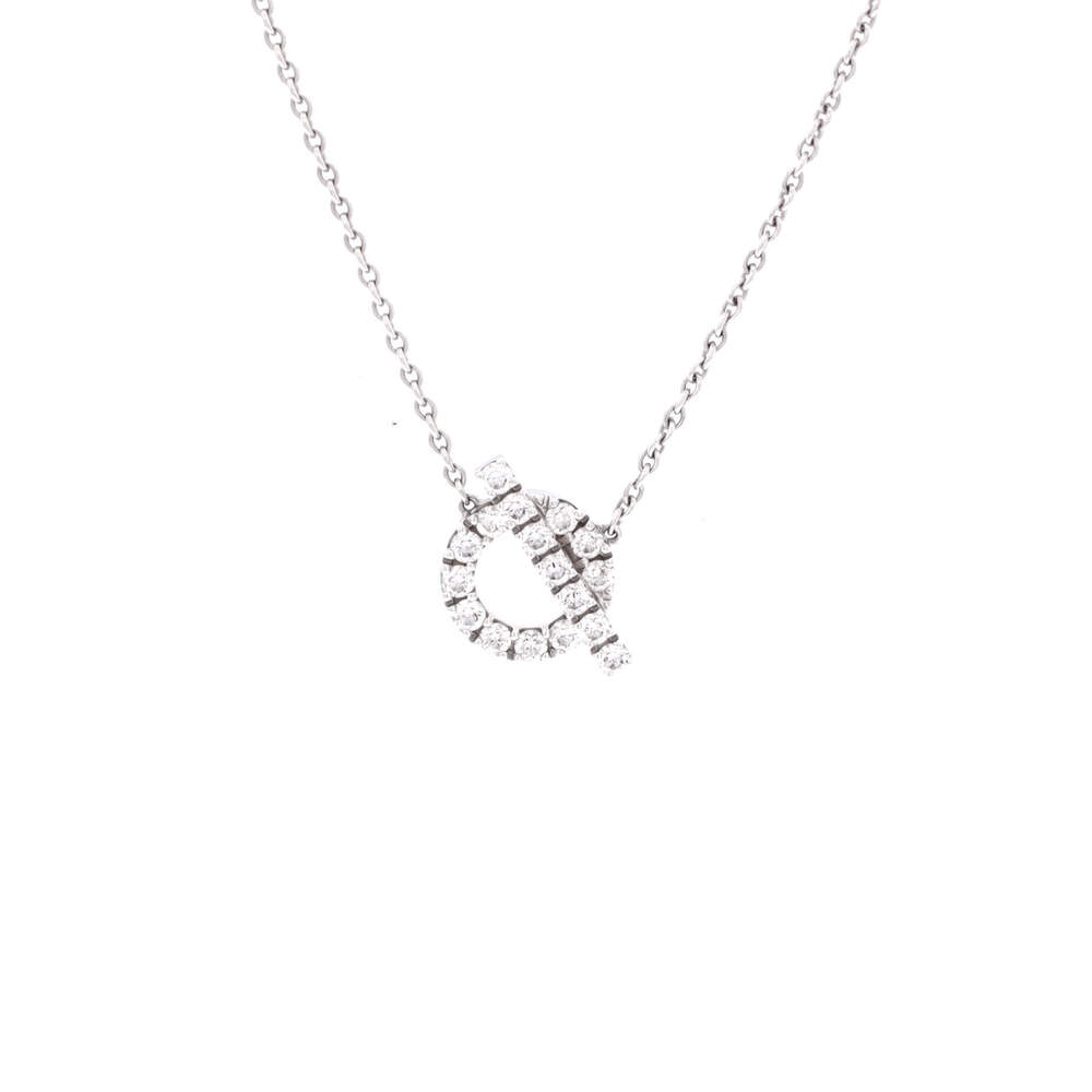 Hermes Finesse Pendant Necklace 18K White Gold and Diamonds
